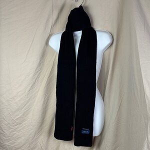 Polo Ralph Lauren icon logo merino wool unisex scarf black ribbed wool
